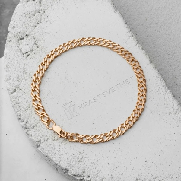 Браслет из красного золота, плетение «Ромб двойной»